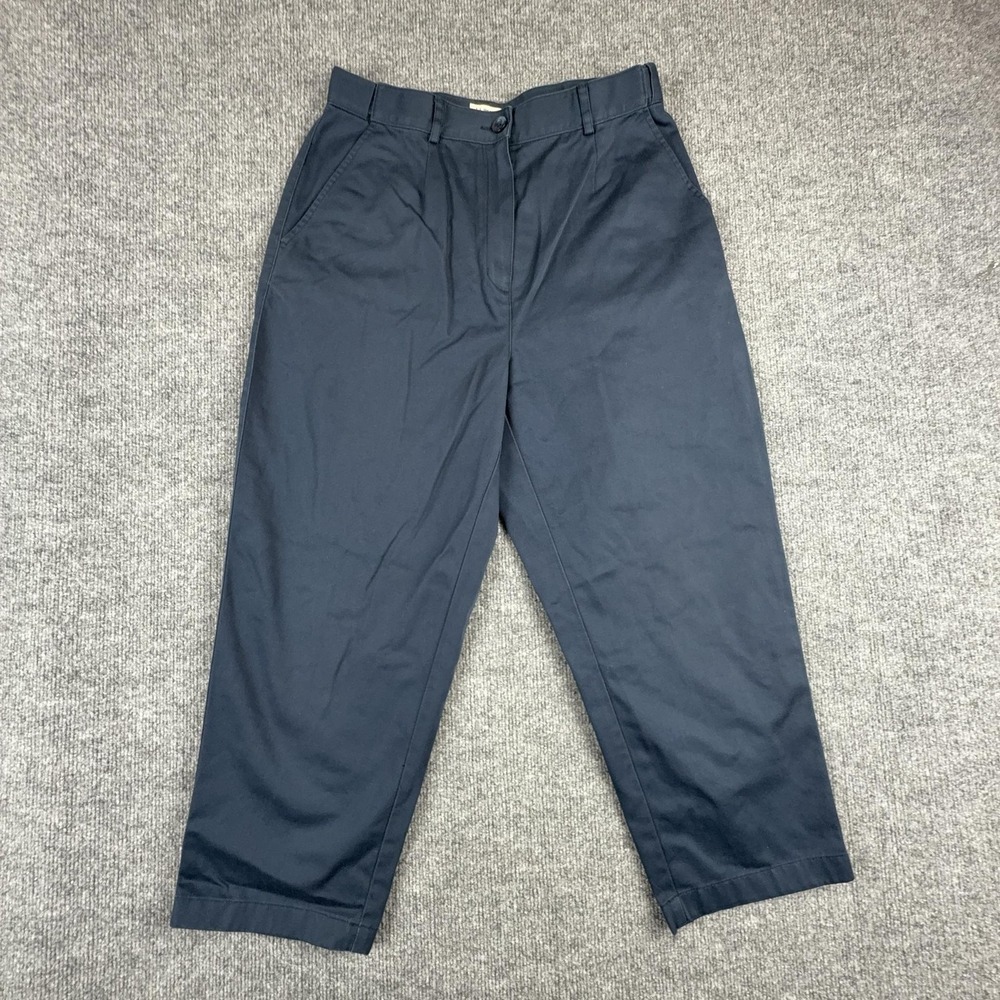 VTG L.L.Bean Pants Womens 10 Blue Chino Twill Original Fit Cotton Ankle Work
